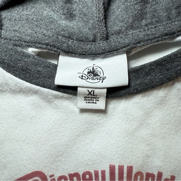 Walt Disney World Pink Gray Ragland Hoodie Shirt XL Mickey Mouse Lightweight - Picture 3 of 8